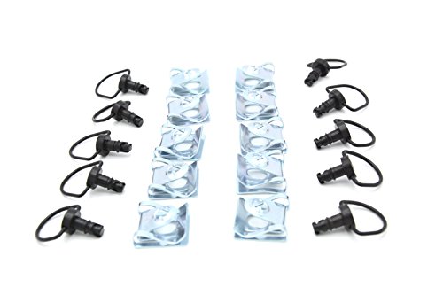 MOTO4U Motorcycle Race Fasteners Quick Release D-Ring Race Fasteners Type C 14mm Dark Black(10 Pack)