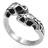 Stainless Steel Ring Two Head Snake Ring (Available in Sizes 6 to 10) Size 8