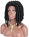 Kalyss Short Off Black Kanekalon Synthetic Twist Crochet Braids Hair Wigs for Black Women Middle Parting 100% Hand Tied Ear to Ear Lace Front Wigs,12 inches 10.58oz