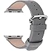 Fullmosa Leather Bands Compatible with Apple Watch Band 49mm 46mm 45mm 44mm 42mm for Men Women, Top Grain Genuine Leather Strap for iWatch Ultra 2/Ultra/10/9/8/7/6/5/4/3/2/1/SE2/SE, Grey/Silver