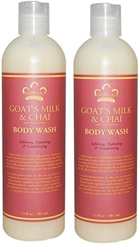 Nubian Goat's Milk and Chai Body Wash (Pack of 2) With Rose Extract and Vitamin B-5, 13 fl. oz. Each