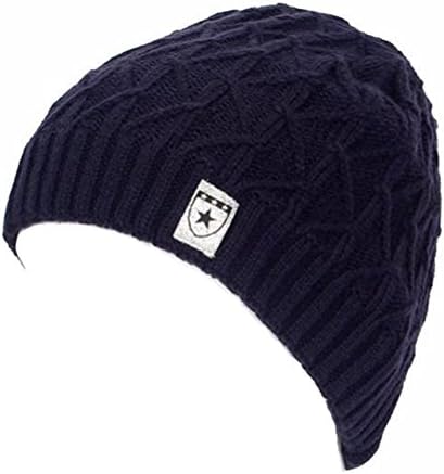 Men Winter Warm Knitting Hat Baggy Slouchy Beanie Skully Windproof Hat Skull Cap (Navy Blue)
