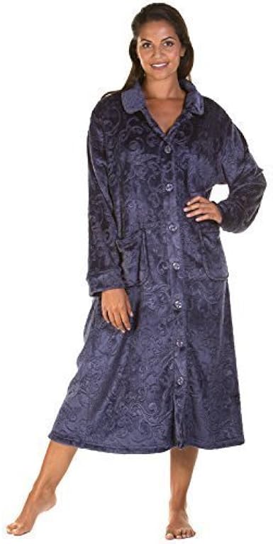 Lady Olga Poli Cotone Lunga Floreale Wrap Manica Accappatoio