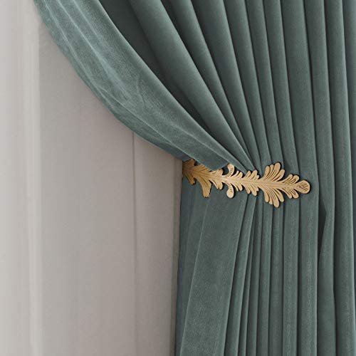 Chictie Vintage Leaves Curtain Holdbacks Bronze Wall Mounted Drapery Holder Hooks Pack of 2 (Retro Bronze Long Leaves Hook)