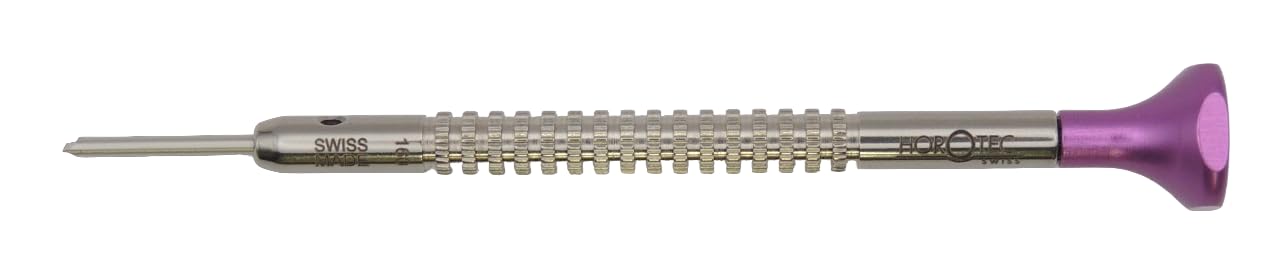 Horotec MSA01.214 - Watchmaker's Screwdriver, "T" shaped body and blade in stainless steel, ball-bearing aluminum head - Made in Switzerland (0.063in)