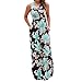 BLACKOBE Women Summer Sleeveless Floral Print Maxi Long Dress (L, Blue)
