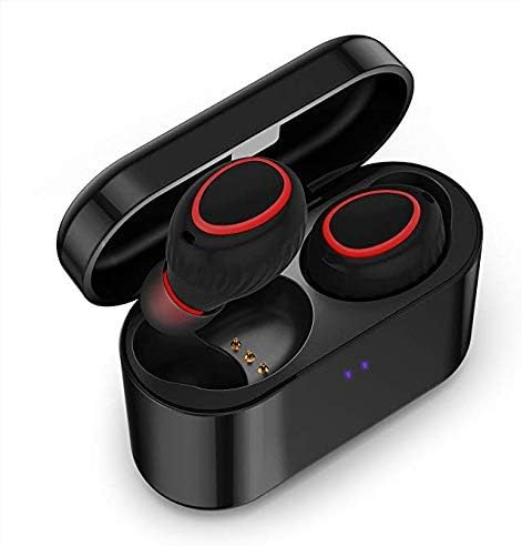Shuua Wireless Earphones, Mini True Bluetooth Earphones Sweatproof Wireless Headphones with Microphone and Charging Case Compatible with iPhone Samsung iPad and Most Android Phones (Red)