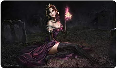 Liliana on brench Dark Board Cards Games Play Mat Table pad Size 60x35 cm Mousepad playmats with Waterproof Storage Bag for MTG ygo CCG TCG yugioh Pokemon Magic The Gathering (Black)