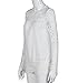 PHOTNO Fashion lace chiffon blouse long sleeve shirt women loose cotton tops t shirts S-XXXXXL (M, White)