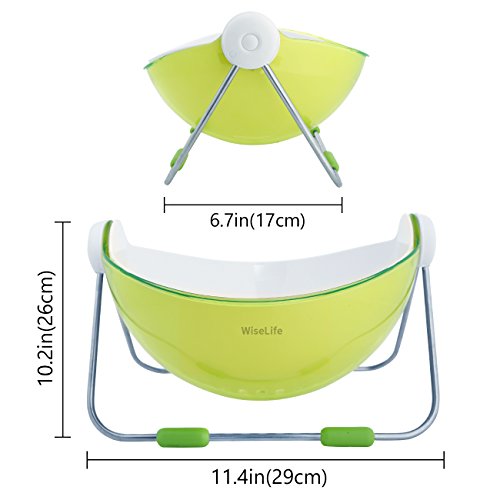 Wiselife Fruit Wash Bowl Fruit Basket 360 Rotatable Lid Fruit Holder Centerpiece Vegetable Washing Basket Storage Green - Thumbnail 2