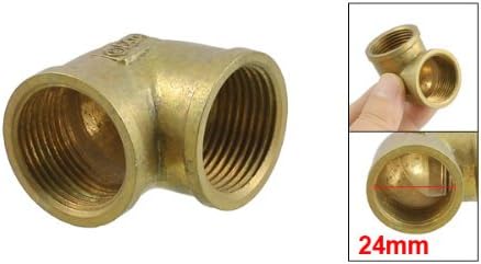 Sourcingmap Brass 3/4" x 3/4" F/F 90 Degree Equal Female Elbow Water Pipe Coupler Connector, Gold Tone - Image 3
