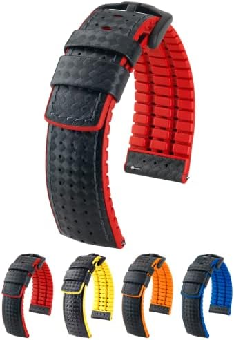 ヒルシュ HIRSCH Andy 黒赤 20mm Amazon.com: Hirsch Andy Leather Watch Strap - Orange - L - 18mm