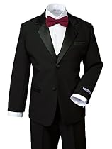 Spring Notion Boys' Classic Fit Tuxedo Set, No Tail Extra Small/0-3M Black-Burgundy