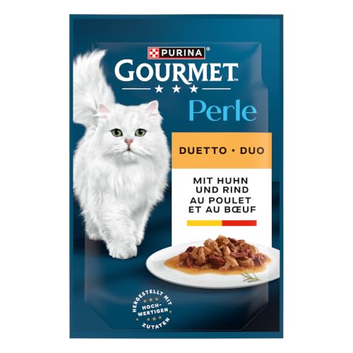 Gourmet Perle Duetto Comida húmeda para Gatos, con Pollo y Vacuno, 26 Unidades (26 x 85 g)