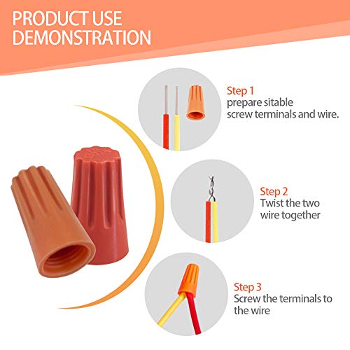 YXX-TECH 200Pcs ERPP Thermoplastic Engineering Materials Screw-On Wire Connectors, UL CSA and ROHS Certification Electrical Wire Nuts
