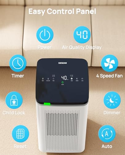 Air Purifiers for Home Large Rooms up to 3500 Ft², H13 True HEPA 0.1 Micron 99.97% Filtration with Carbon Filter, 235 CFM CADR, for Pollen, Pet Odor, Smoke, VOCs, 30dB Sleep Mode, PM2.5 Display