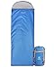 REDCAMP Ultra Lightweight Sleeping Bag for Backpacking, Comfort for Adults Warm Weather, Hooded with Compression Sack Blue (87