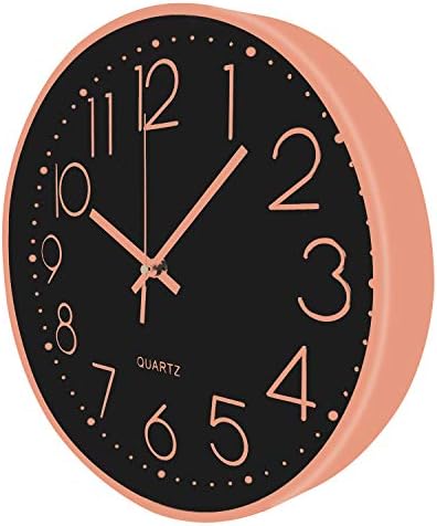 Modern wall clock featuring high-quality quartz movement, battery-operated.