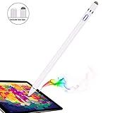 Stylus Pen for Apple iPad - Capacitive Rechargeable Styli with 1.5mm Ultra Fine Tips Active Electronic Pencil for Apple iPad/iPhone/iPad Pro/Samsung Tablet with Replaceable Cap (18cm, White)