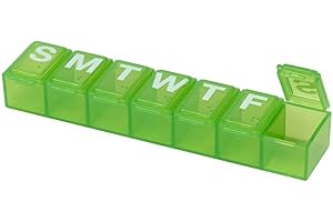 EZY DOSE Weekly (7-Day) Pill Organizer, Vitamin and Medicine Box, Small Compartments, Assorted Colors, 1 Count, Made in the U