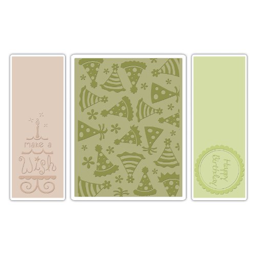 Sizzix Textured Impressions Embossing Folders 3PK - Birthday Set #5 by Rachael Bright