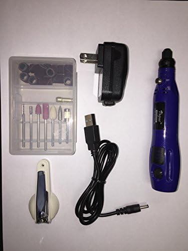 Vogue Professional Compact Slim Powerful Rechargeable Cordless Salon Nail File Drill Manicure Pedicure Shaping Buffing Acrylics Gels Natural Nails Callus removal salon or home use includes nail clippe