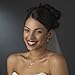 Accessoriesforever Bridal Wedding Prom Jewelry Set Crystal Rhinestone Necklace V Teardrop Silver Clear
