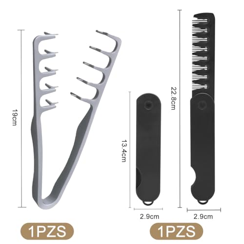 2 Piezas Peine de Textura para Hombre y Mujer, 2 en 1 Peine Plegable Styling Comb y Peine para Peinar Esponjoso, Apto para Todo Tipo de Cabello, Crea una Textura Voluminosa y un Peinado Ondulado