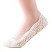 EPLAZA 6 Pairs Silicone Grip Women Lace No Show Socks Non-Skid + 1 Wash Bag (a)