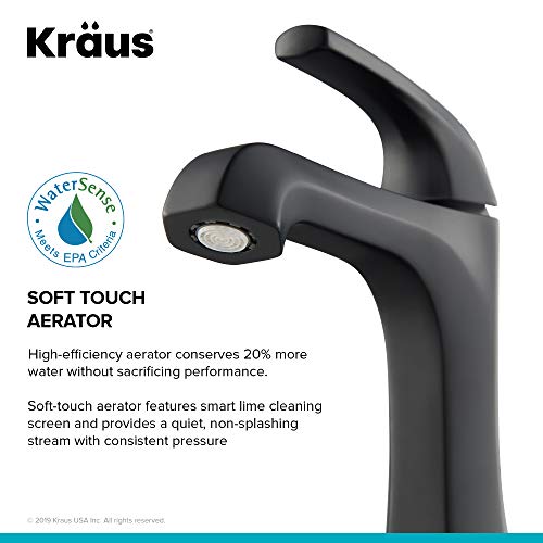 KRAUS Esta Single Handle Basin Bathroom Faucet with Lift Rod Drain in Matte Black, KBF-1211MB - Thumbnail 7