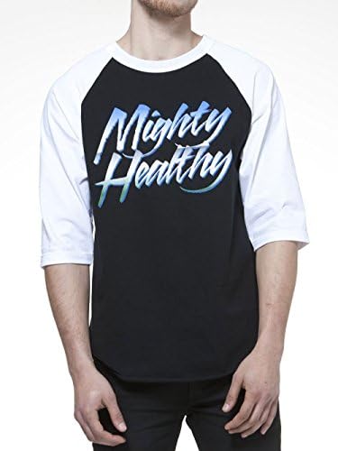 Mighty Healthy Heavy Metal Raglan (Medium, White/Black)