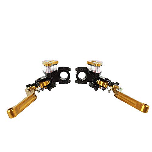 Aluminum 7/8" 22mm Motorcycle Dual Pump Hydraulic Handles Brake Clutch Levers Cylinder Master Reservoir Set For Ducati For Suzuki For Street Bike (Gold) - Thumbnail 3
