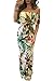 Happy Sailed Women Botanic Print Off-The-Shoulder Maxi Dress, Large Botanic Print Green