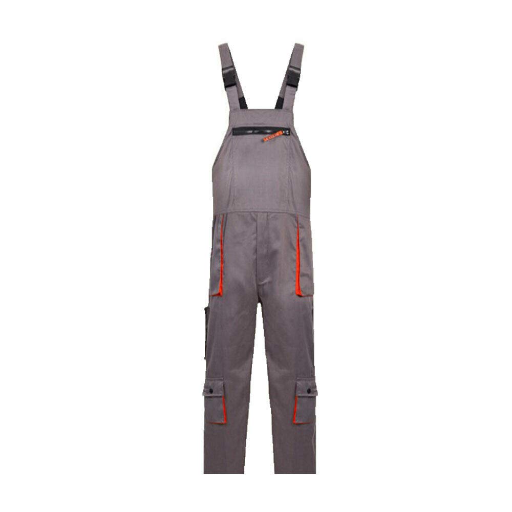 Work Trousers, Bib and Brace Overalls with Multi-Pocket Knee Pad for Men - Dungarees Workwear (Grey - M Size)