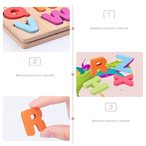 Wooden Puzzles for Toddlers, 3pack Alphabet Shape Puzzles for Kids 3 Wooden Montessori Toddler Wooden Alphabet Number Shape for Kids 3 Years Old Boys & Girls