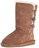 Bearpaw Boots Girl Lauren Toggle Suede Sheepskin 5 Youth Hickory 1656Y