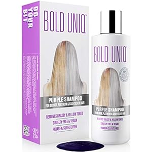 Purple-Shampoo-for-Blonde-Hair-Blonde-Shampoo-Eliminates-Brassy-Yellow-Tones-Lightens-Blonde-Platinum-Ash-Silver-and-Grays-Paraben-Sulfate-Free-Toner-237ml Bold Uniq Purple Shampoo for Blonde Hair - Toning Shampoo for Blonde, Platinum, Bleached, Grey, Ash, and Silver Hair…