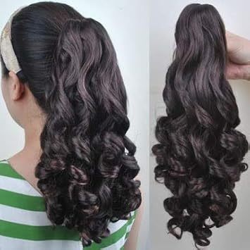 Alizz Super Silky Black Curly Pony Tail Claw Wig Clutch Hair