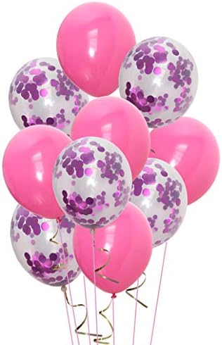 Confetti Balloons 12 Inch 30 Packs Assorted Latex Balloons Birthday Party Events Decoration (Hot Pink)