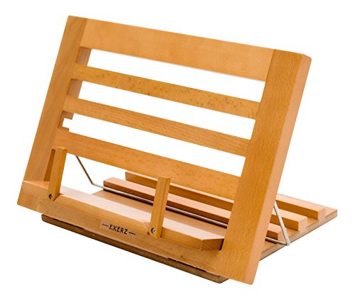 Exerz Supports Pour Livre De Recettes/Support De Lecture En Bois/Support De Livre De Recettes – Qualité Supérieure/Ajustable/Idéal Pour Livres Et iPad Ou Tablet - 34 X 24 X 2 Cm (Couleur En Bois)