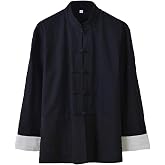 Men's Linen Cotton Tang Suit Jacket Traditional Long Sleeve Coat | Soft, Breathable &amp; Comfortable Fit