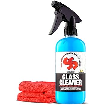 Shine Society Glass and Window Cleaner, 100% All-Natural Anti Streak Formula, Made for Tinted and Non-Tinted Car Windows with Microfiber Towel Included (18 oz.)