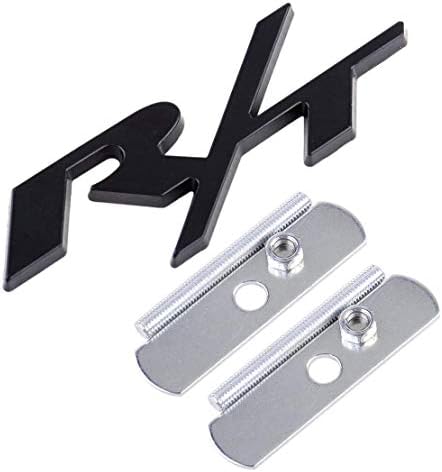 1 x 3D Metal Red RT R/T Logo For Dodge Charger Head Front Grille Emblem Clip Badge Decals (Black)
