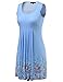 OMEYA WL Women's Summer Casual Loose Mini Dress Print Pleated Sleeveless Sundress A-Line Beach Dresses (L, Blue)