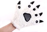 Fashion Warm Adorable Unisex Plush Fancy Party Kigurumi Pet Panda Bear Cat Cartoon Animal Paw Claw Hand Gloves Women Men (White)