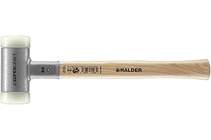 Halder SuperCraft Dead Blow Mallet 3366.050 - Non-Rebounding Mallet, Hard Nylon Inserts, Hickory Wood Handle with Overstrike Protector, 50mm, 2.2 lbs.