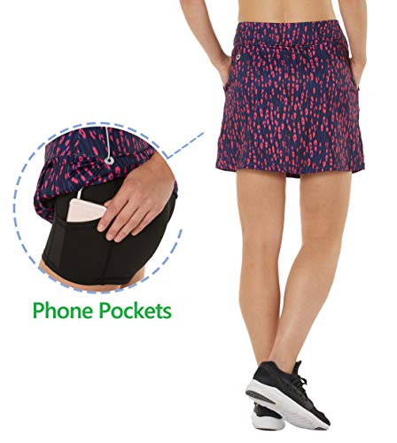 slimour Women Travel Skirt with Pockets Athletic Skirts Active Skirt with Shorts Hiking Skort Navy P 8