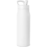Simple Modern Water Bottle with Push Button Straw Lid | Ceramic-Lined Insulated Stainless Steel | Travel Water Bottles for Gym & Sports | Leak Proof | 34oz, Winter White