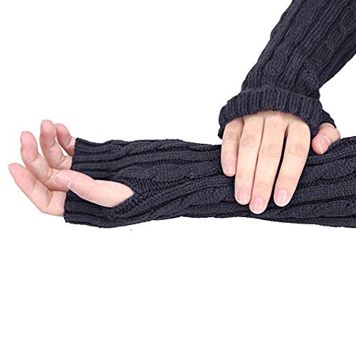 Long Fingerless Gloves,Morecome Winter Wrist Arm Hand Warmer Knitted Mitten (Gray)