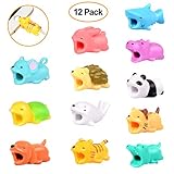 Koxuky Cute Animal Bite Cable Protector 12 Pack, Cable Buddies Animal Cord Protector Compatible for iPhone iPad Charging Cords Protection